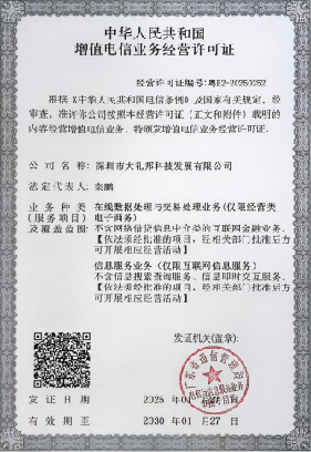 增值电信业务经营许可证（正本，粤B2-20250252）